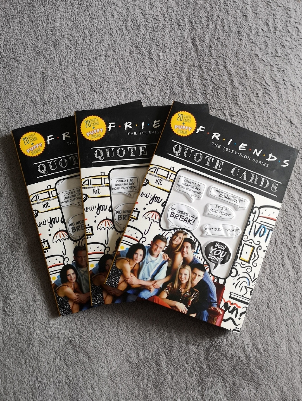 Set Of 3 Friends Quote Cards Bok With Exclusive Puffy Stickers 60 Cards Total